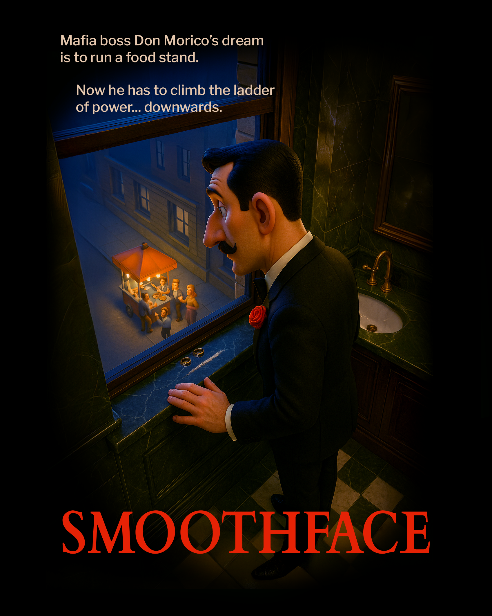 Smoothface - Mafia boss Don Morico's dream is to run a food stand. Now he has to climb the ladder of power... downwards.
